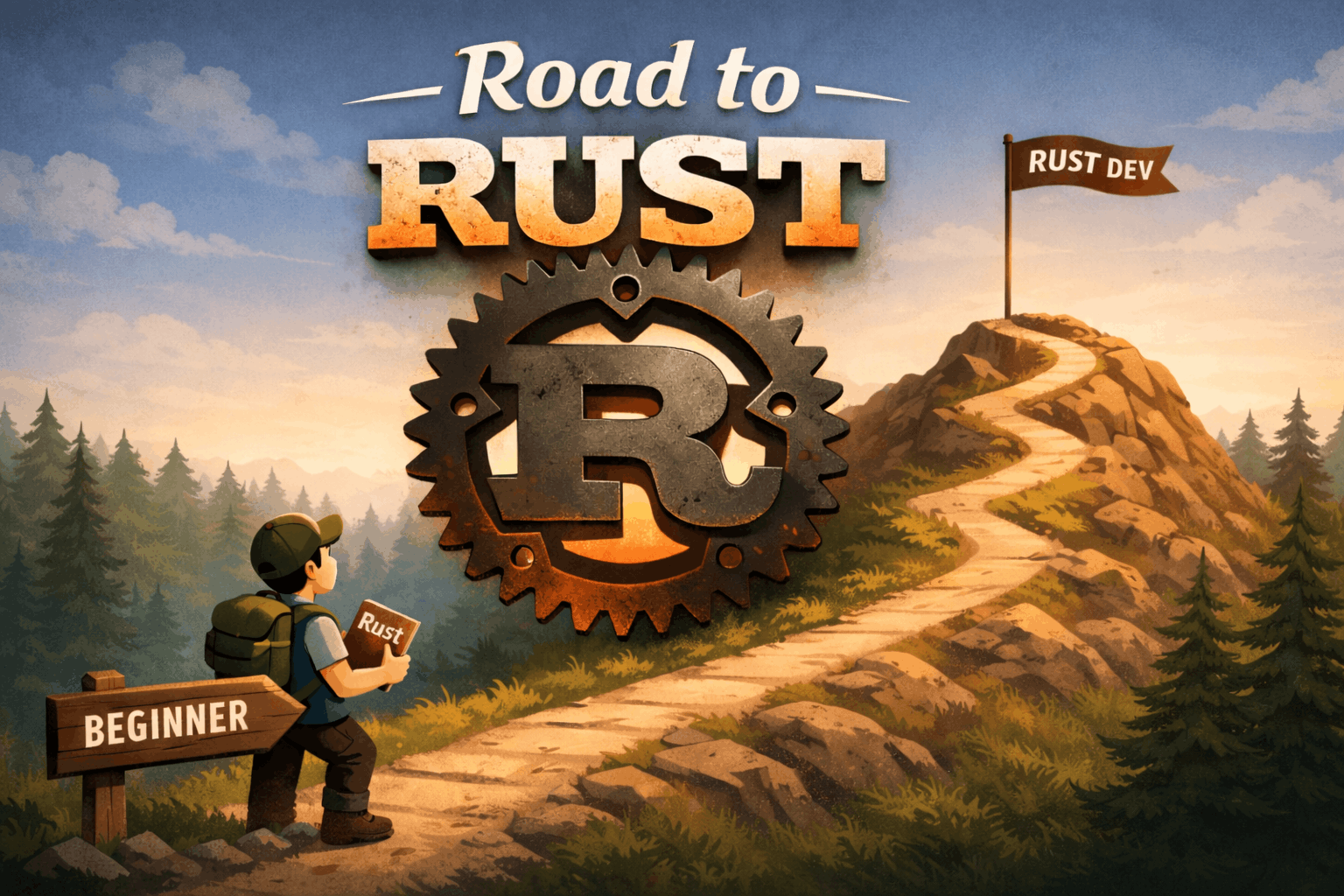 Image of a person preparing for a journey to reach the top of a mountain